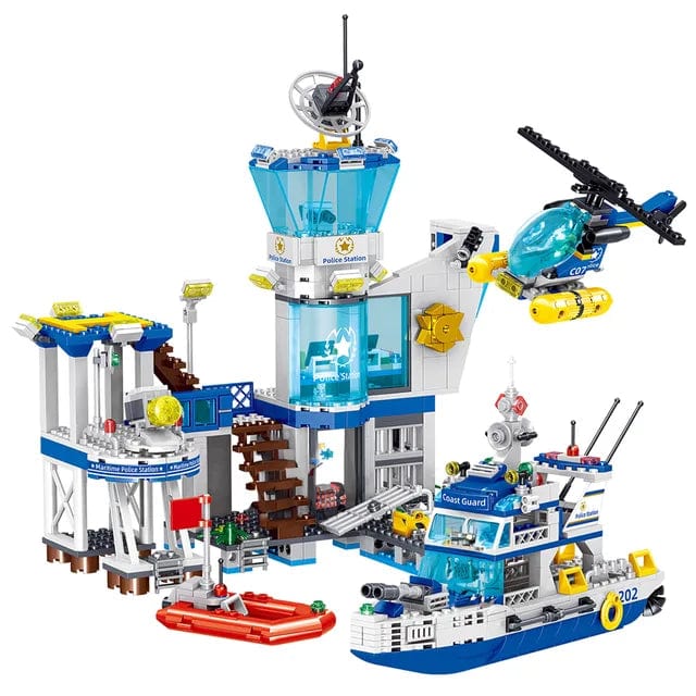 Building Blocks City Police Ocean Coast guard Fire Station Rescue Stem Building Blocks