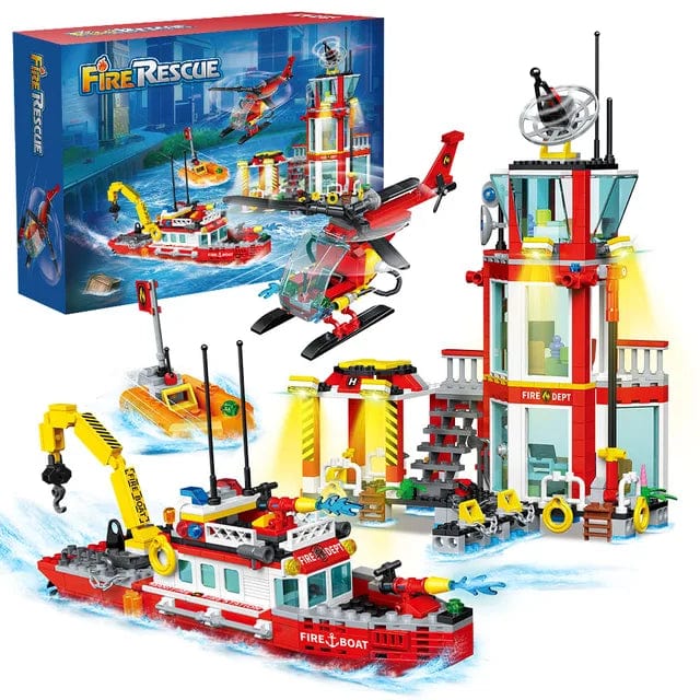 Building Blocks City Police Ocean Coast guard Fire Station Rescue Stem Building Blocks