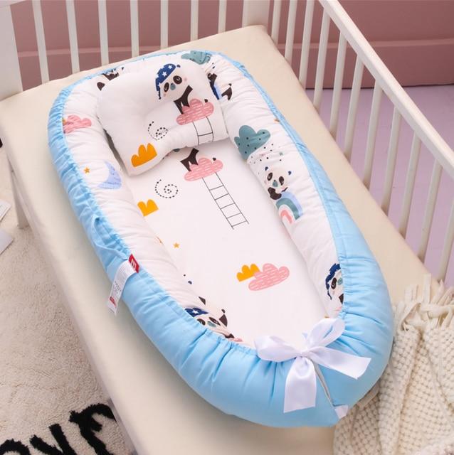 Baby Nest Bed Portable Crib Bassinet Bumper with Pillow Cushion